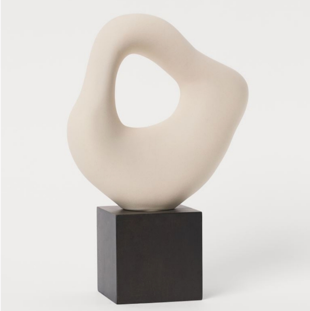 H&M Home - Large Stoneware/Wood Sculpture NWT (Asymmetric/Irregular/Modern/Cube)